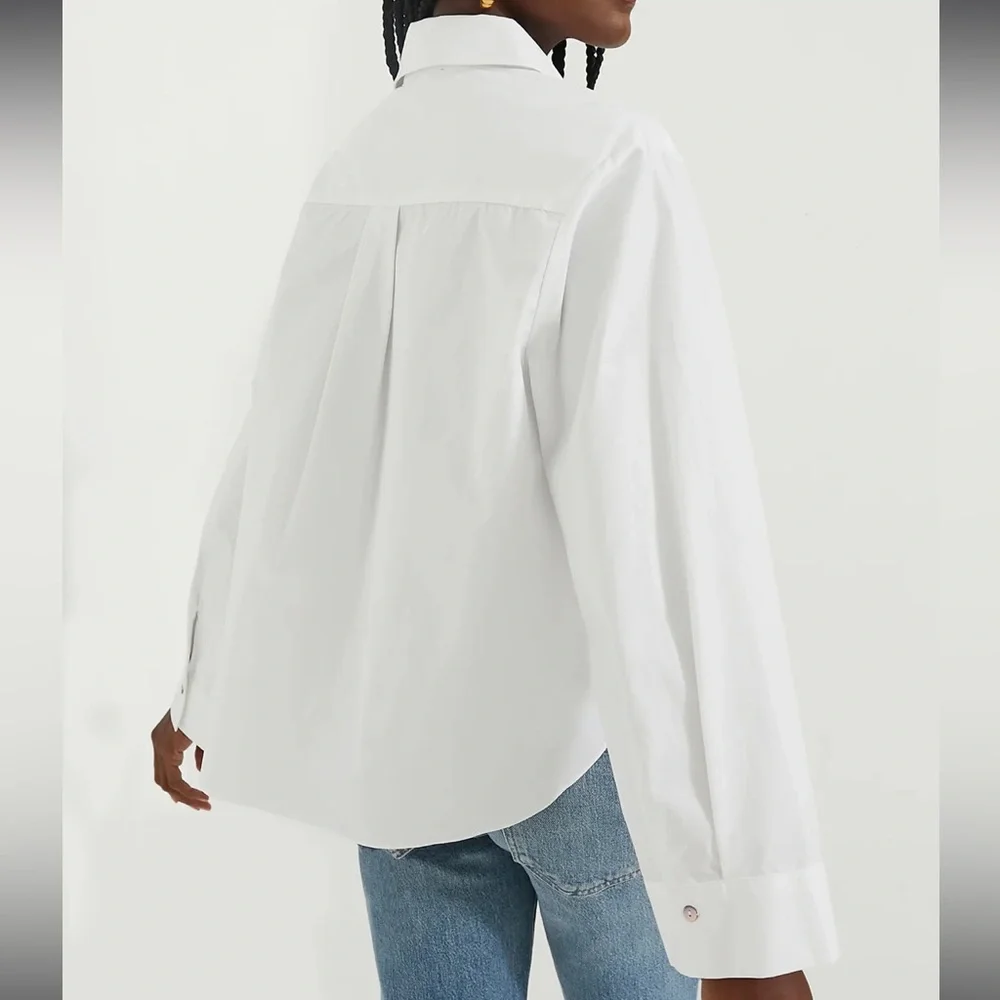 White Mara Cropped Button Down - Picture 3 of 11
